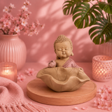 Statuette Bouddha devant lotus (10,5x10,5x10,5 cm)