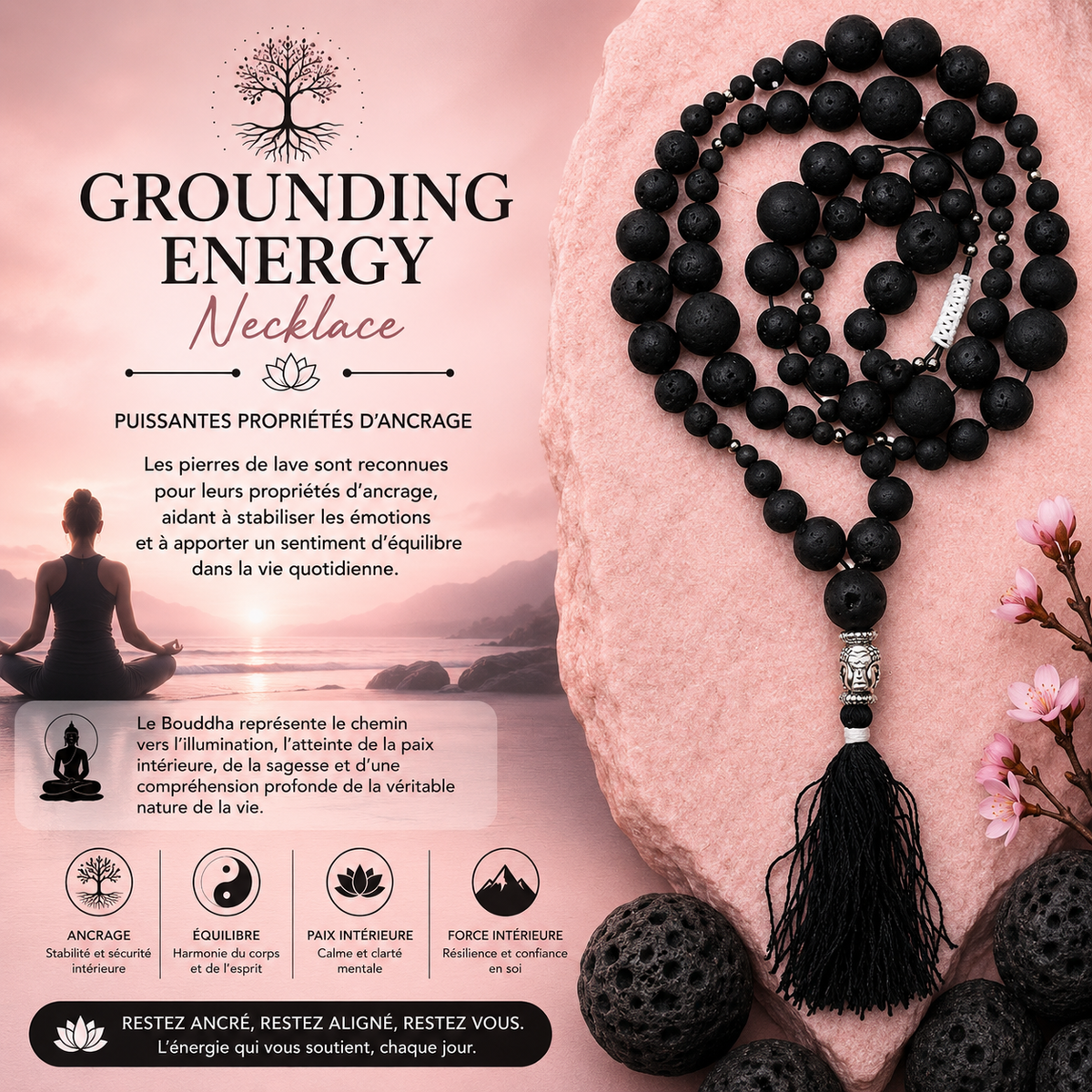 Collier essence du volcan - Énergie d'ancrage