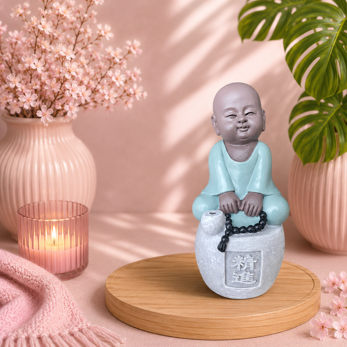Statuette Bouddha porte-encens - PROGRESSION (7x6x14 cm)