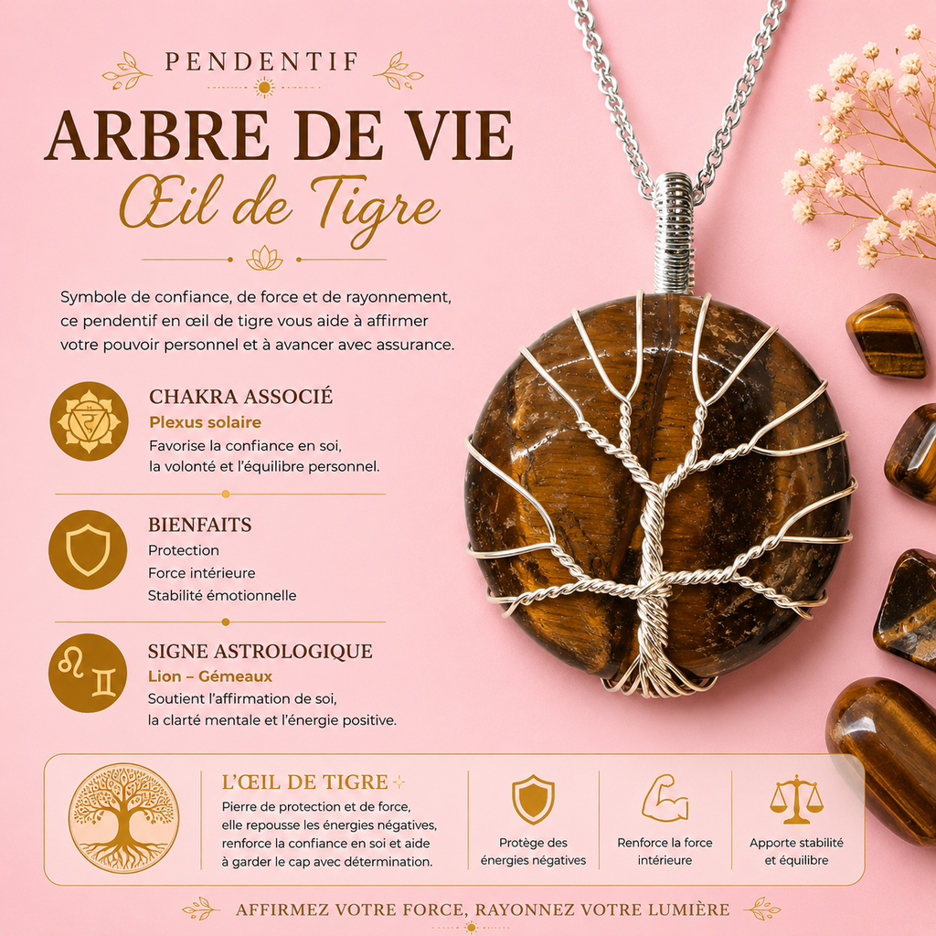 Collier Arbre de vie – Œil de tigre
