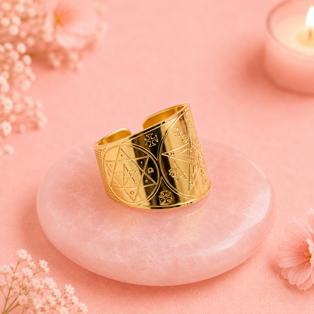 Bague Tetragrammaton ajustable - Plaqué or 18K