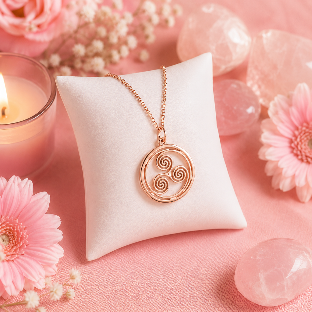 Collier Triskel - Acier inoxydable finition or rose
