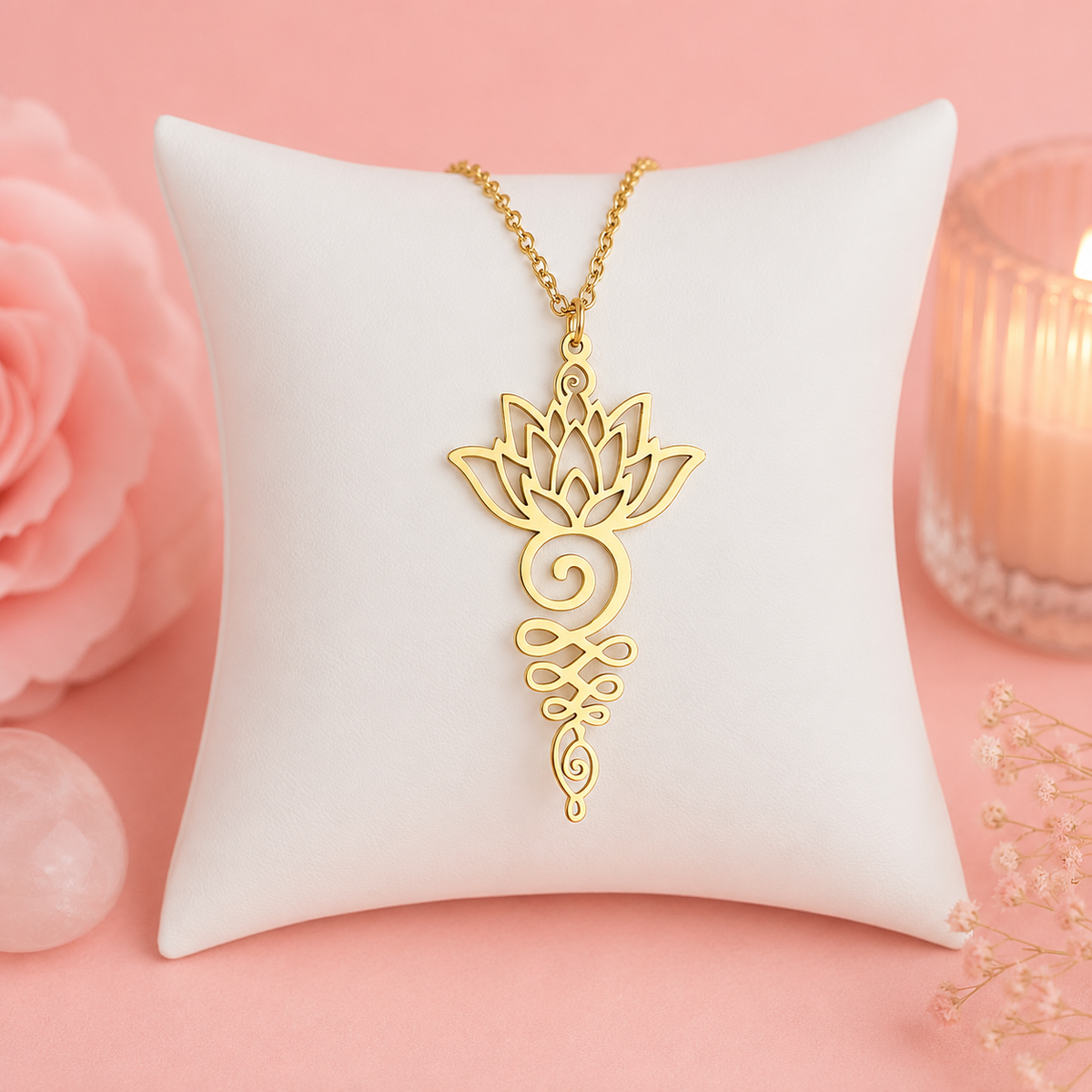 Pendentif Yoga Unalome - Plaqué or 18K
