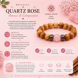 Bracelet en Bois de cèdre et Quartz rose pour homme