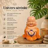 Bouddha rieur toge orange - Porte-bonheur (9x5,5x10 cm)