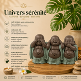 Statuette 3 Bonzes sagesse - "Ne rien voir, ne rien dire, ne rien entendre" (15,5x5x9 cm)