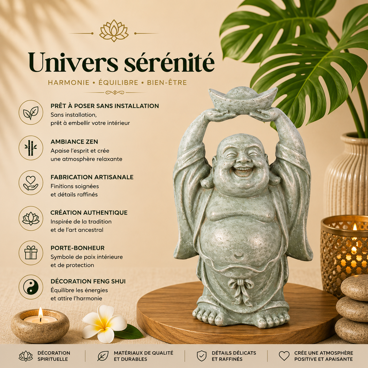 Statuette Bouddha Rieur Porte-bonheur (8x6x12 cm)