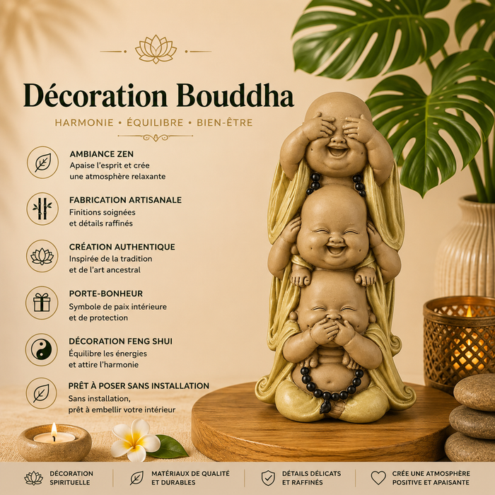 Statuette Bouddha Rieur superposé (10x7x18 cm)