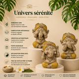 Trio de statuettes de Ganesh mythiques (7,5x6,5x9 cm)
