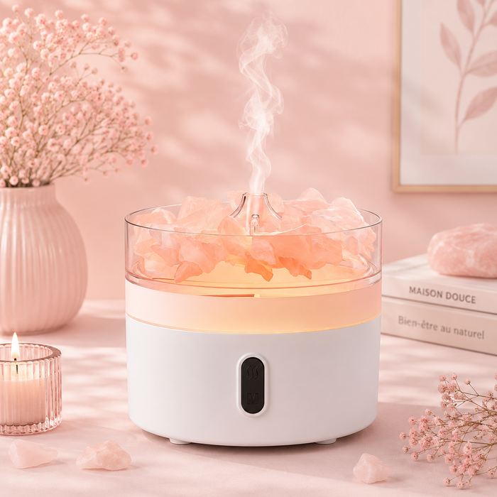 Diffuseur d'arômes Sel de l'Himalaya - Veilleuse - USB-C - Effet flamme (sel inclus)