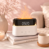 Diffuseur d'arômes moderne - Horloge LED - USB-C - Effet flamme