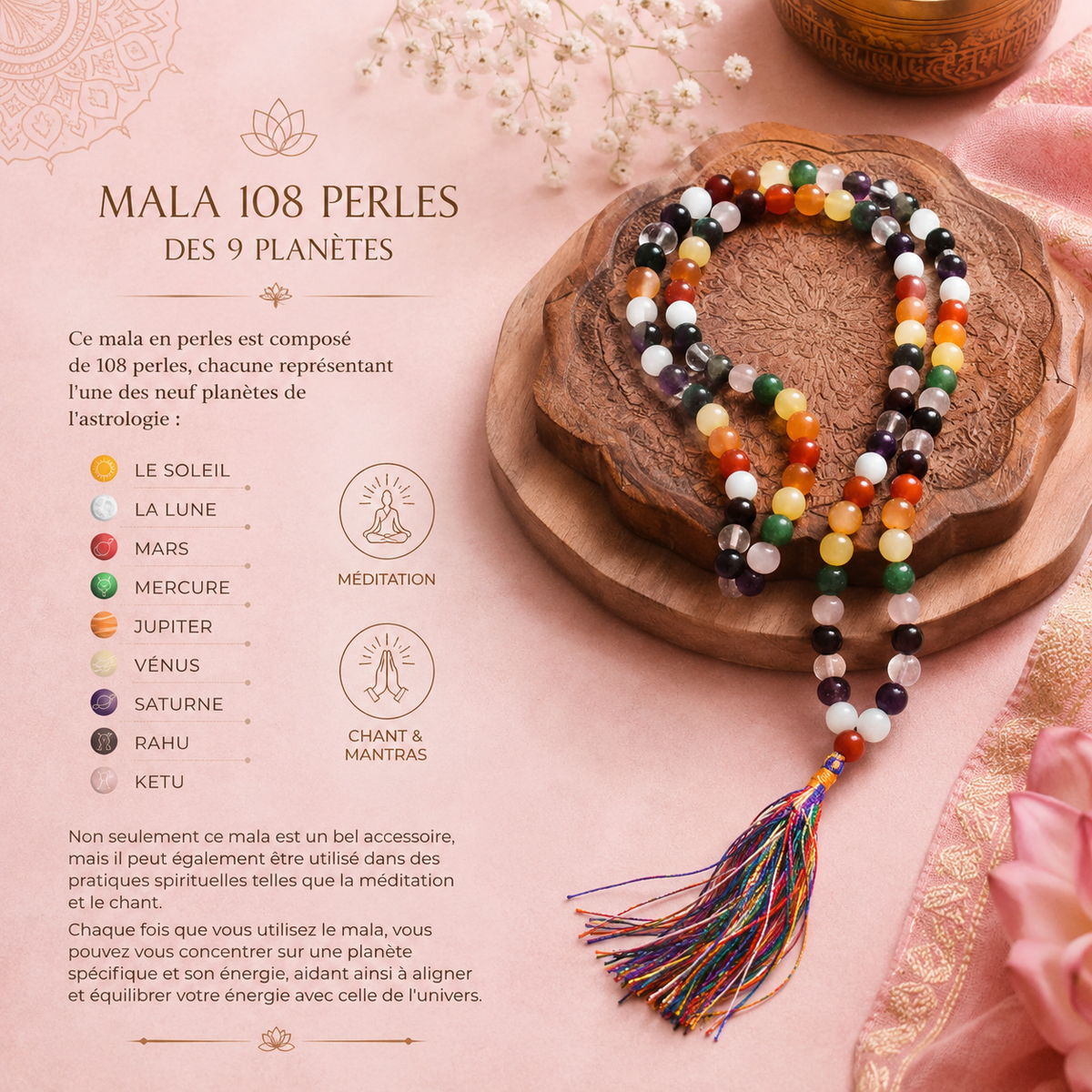 Mala 108 perles - 9 Planètes Astro