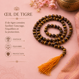 Mala 108 perles - Œil du tigre