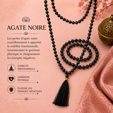 Mala 108 perles - Agate noire