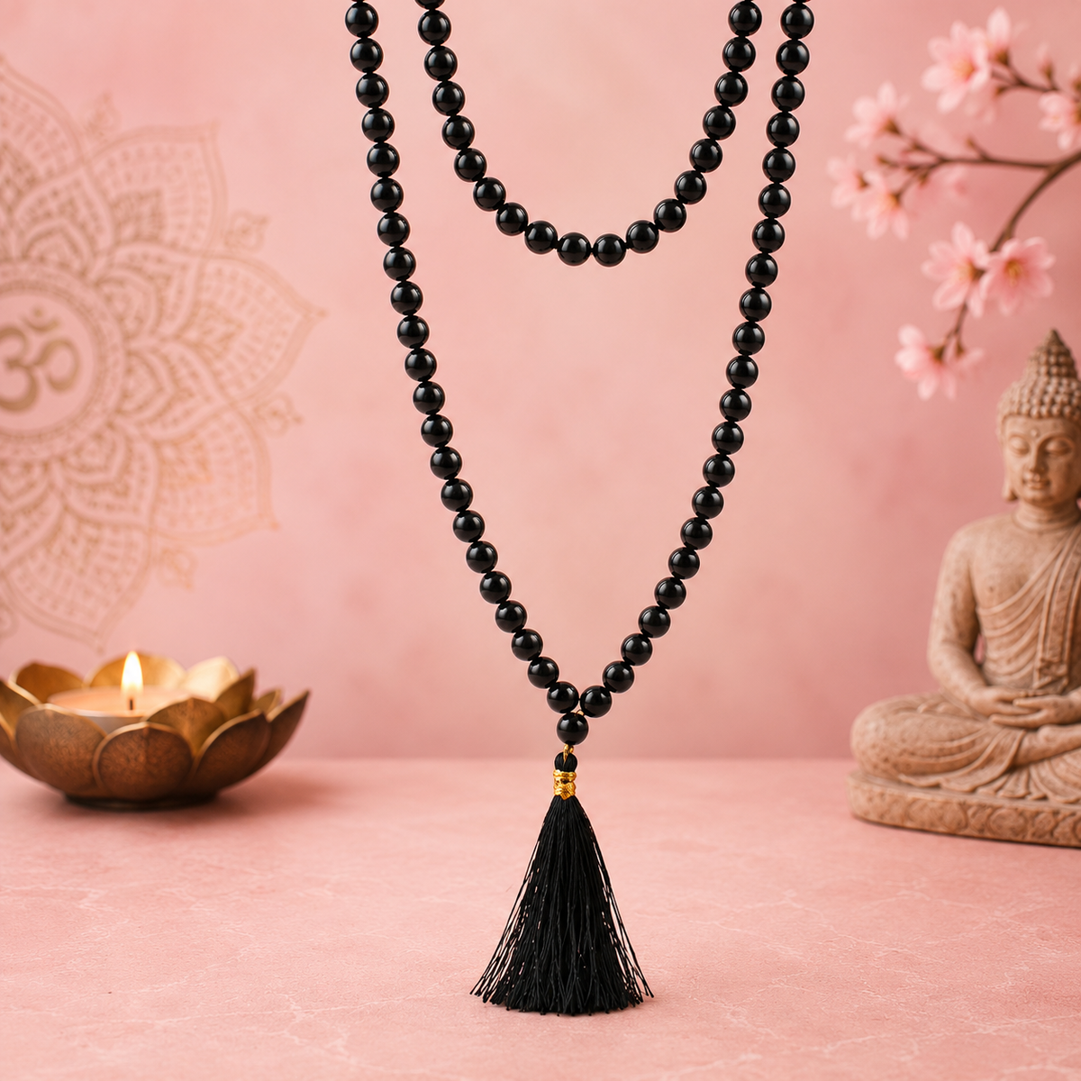 Mala 108 perles - Agate noire