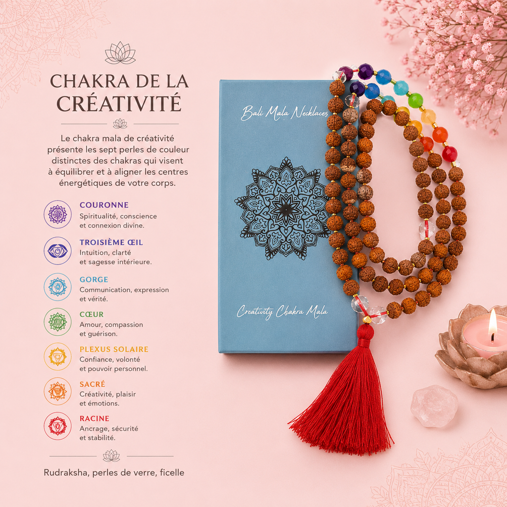 Collier Bali Mala - Chakra de la Créativité