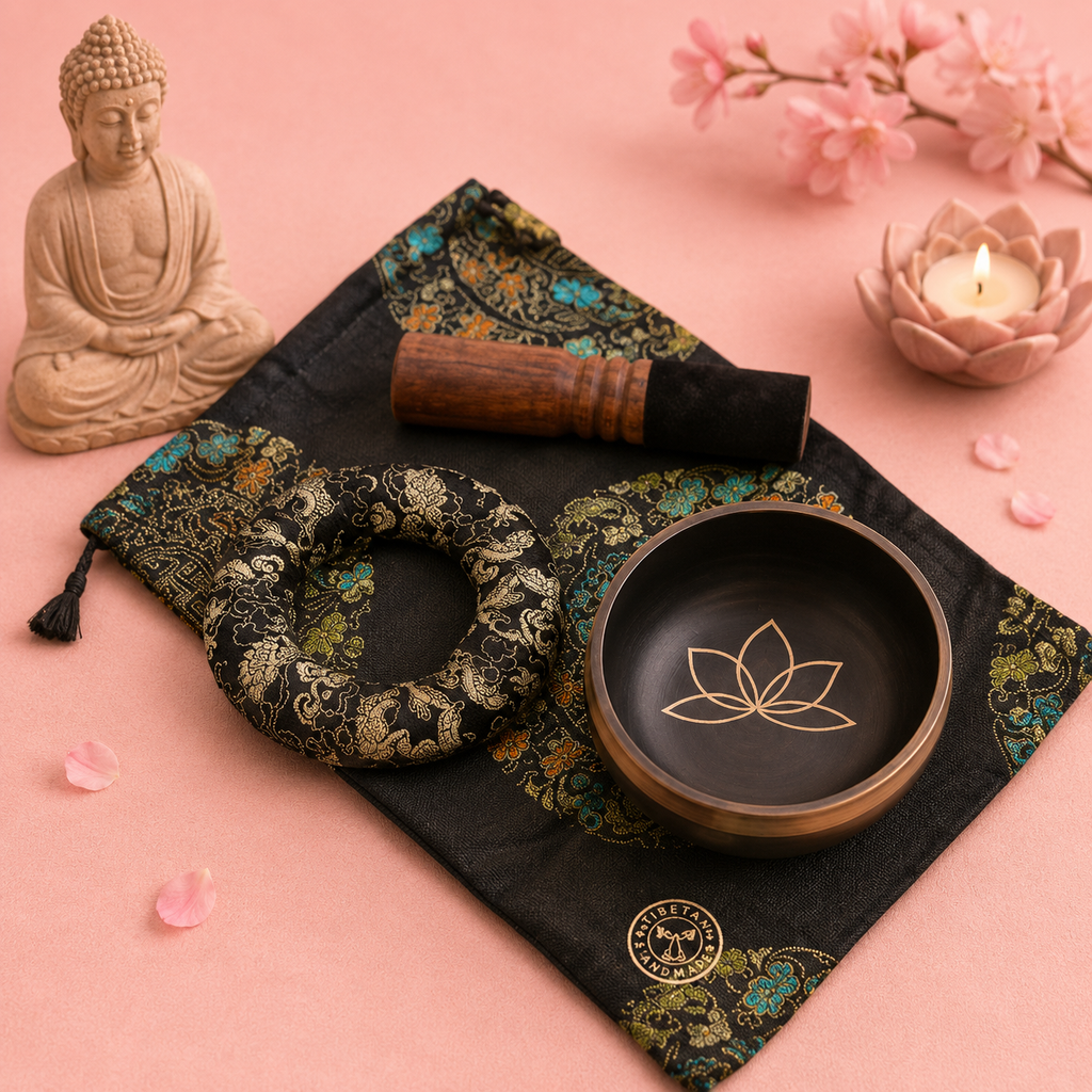 Ensemble de Bols chantants tibétains au choix – FLEUR DE LOTUS - FLEUR DE VIE - YOGA OM
