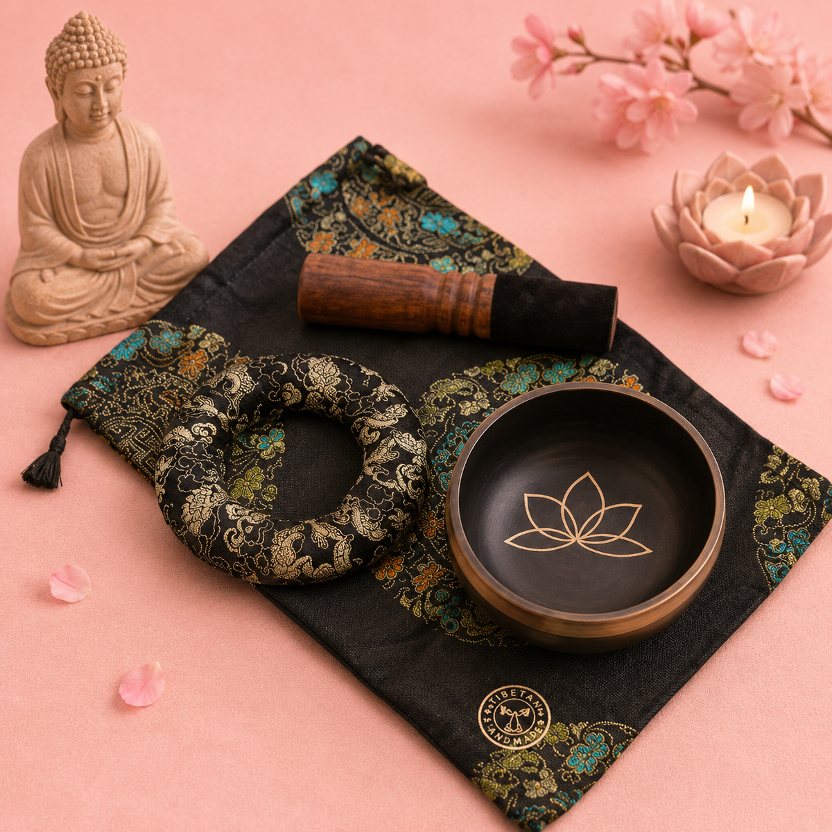 Ensemble de Bols chantants tibétains au choix – FLEUR DE LOTUS - FLEUR DE VIE - YOGA OM