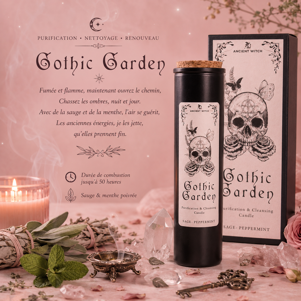 Bougie de purification de sorcière ancestrale - Jardin gothique - Purification et nettoyage
