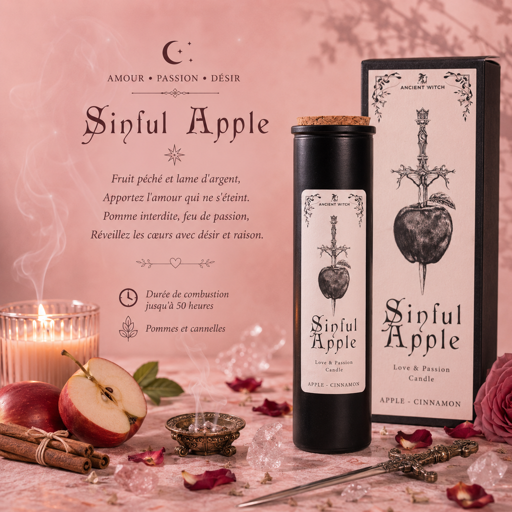 Bougie de purification de sorcière ancestrale - Pomme du péché - Amour & passion