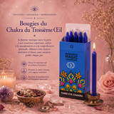 Bougies magiques manifestes – Bleu foncé - Chakra Troisième Œil (pack de 12)