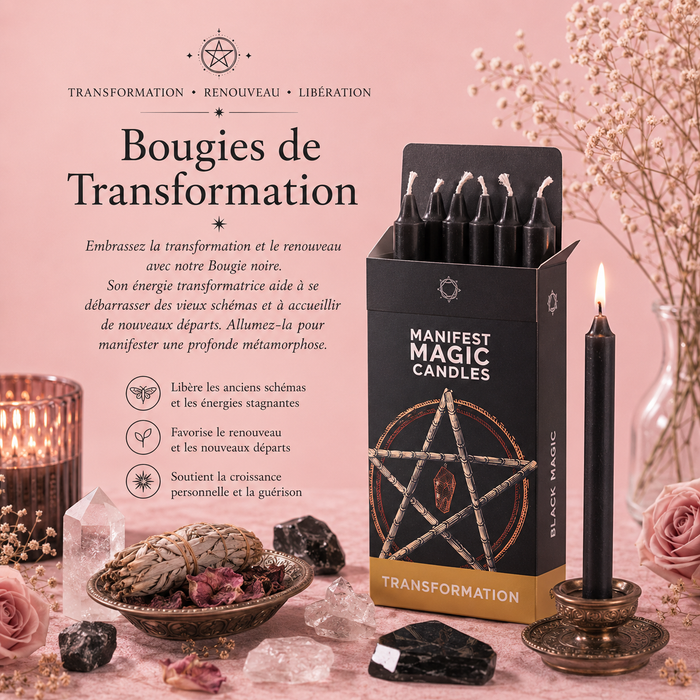 Bougies magiques manifestes – Noir -Transformation (pack de 12)