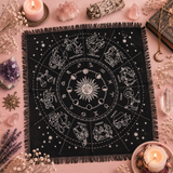 Nappe d'autel ésotérique à franges - Horoscope