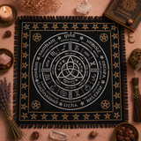 Nappe d'autel ésotérique à franges - Vie, Mort, Renaissance