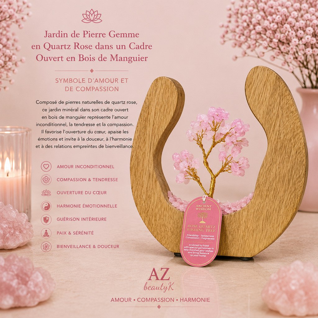 Jardin d'arbre en pierres précieuses - QUARTZ ROSE - 60 pierres chips