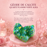 Géode de calcite - Quartz flamme verte aura - Quartz naturel amélioré moyen