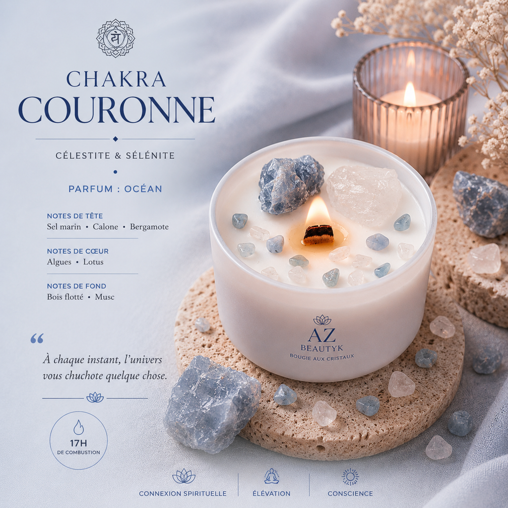 Bougie de cristal - Chakra de la Couronne