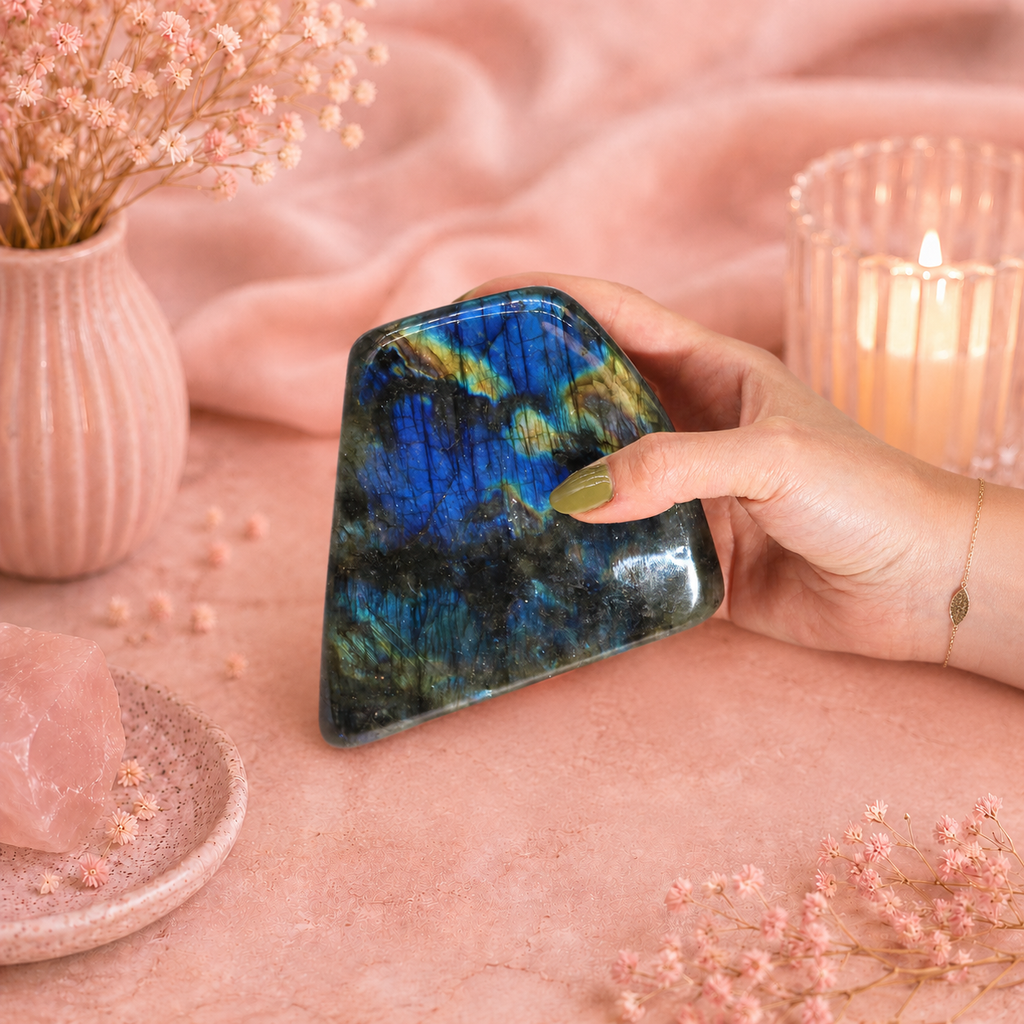 Pierre de déclaration en labradorite de Madagascar - 100-170 mm