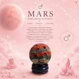 Planète MARS en Jaspe Rouge sur support en pierre - 40 mm