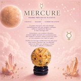 Planète MERCURE en Jaspe Crazy Lace sur support en pierre - 40 mm