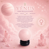 Planète VÉNUS en Quartz rose sur support en pierre - 40 mm