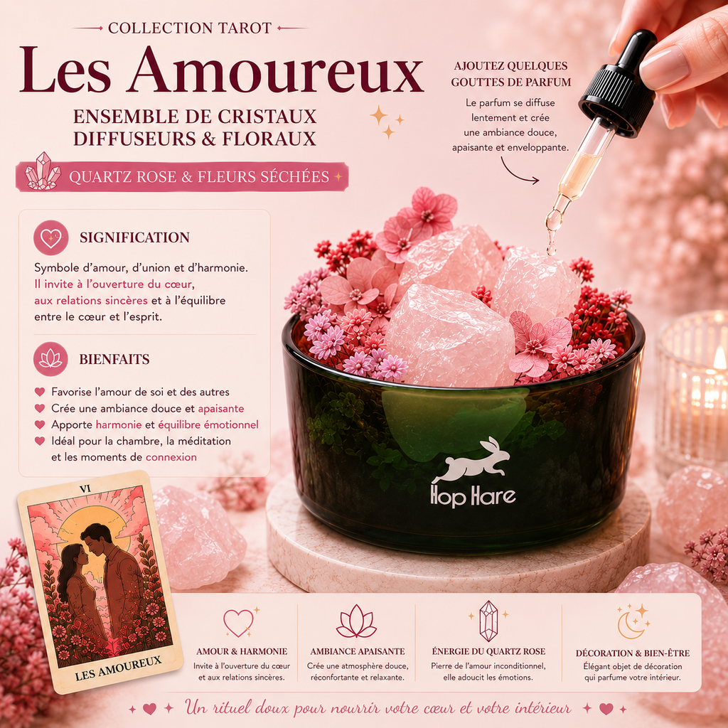 Ensemble de cristaux diffuseurs & floraux - Les amoureux