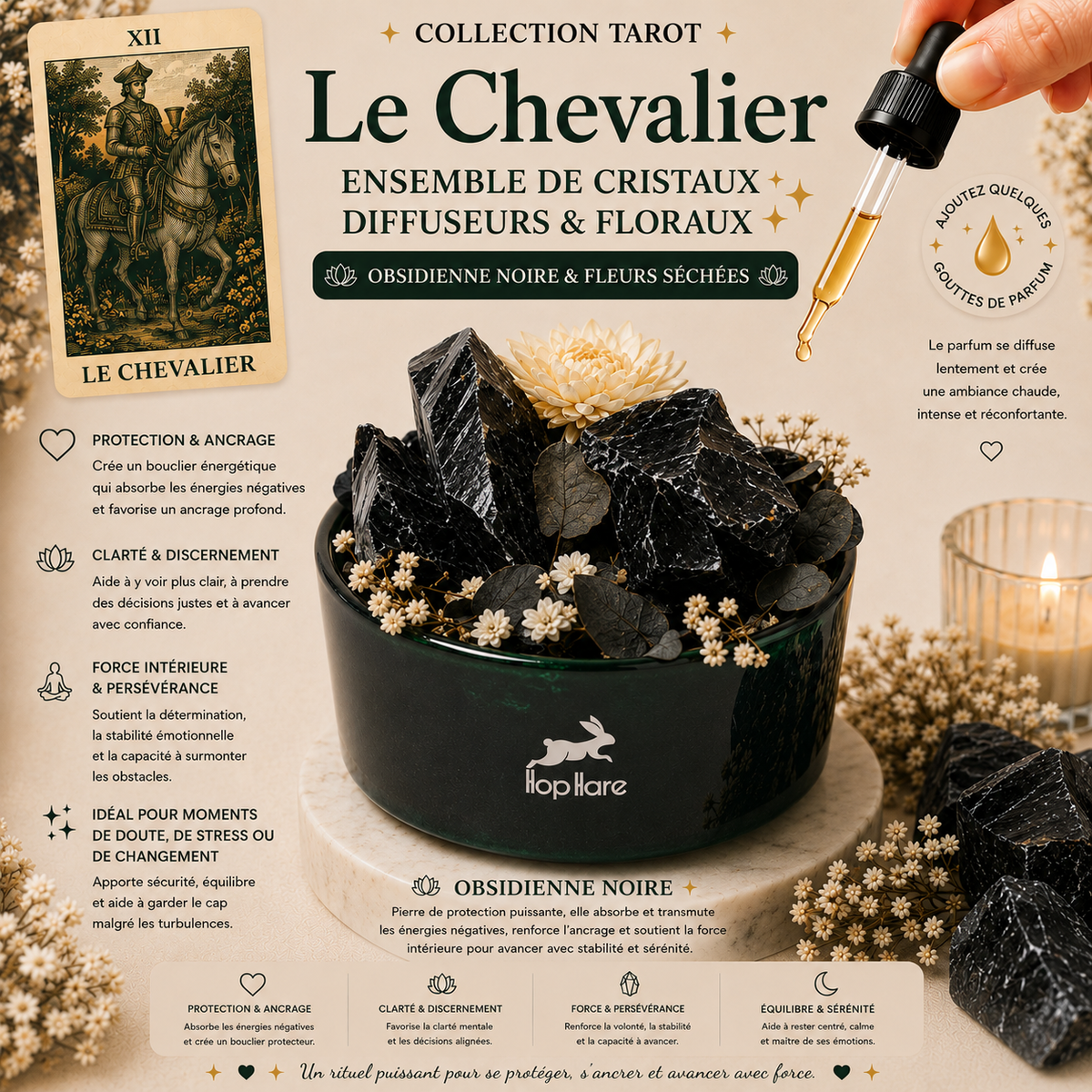 Ensemble de cristaux diffuseurs & floraux - Le chevalier
