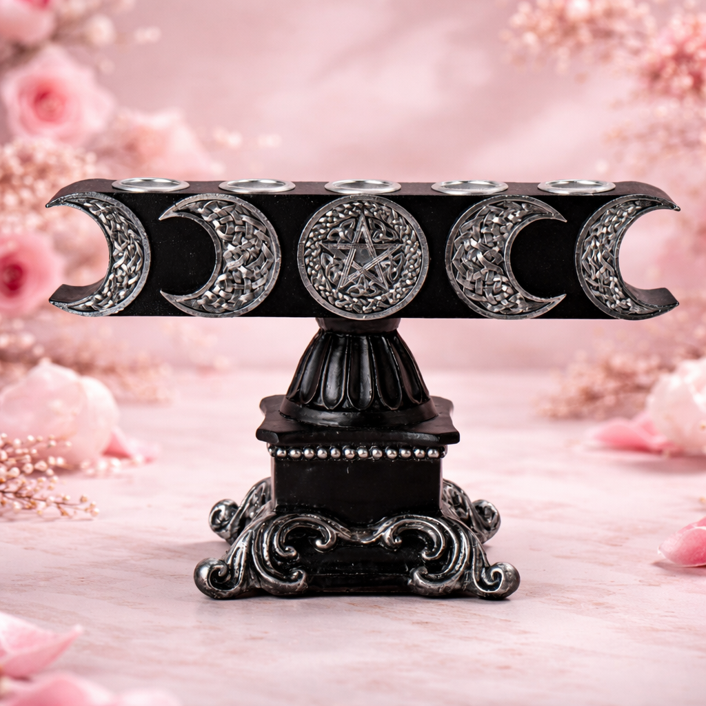 Bougeoir Triple lune - Pentagramme (23,5x9,8x15,5 cm)