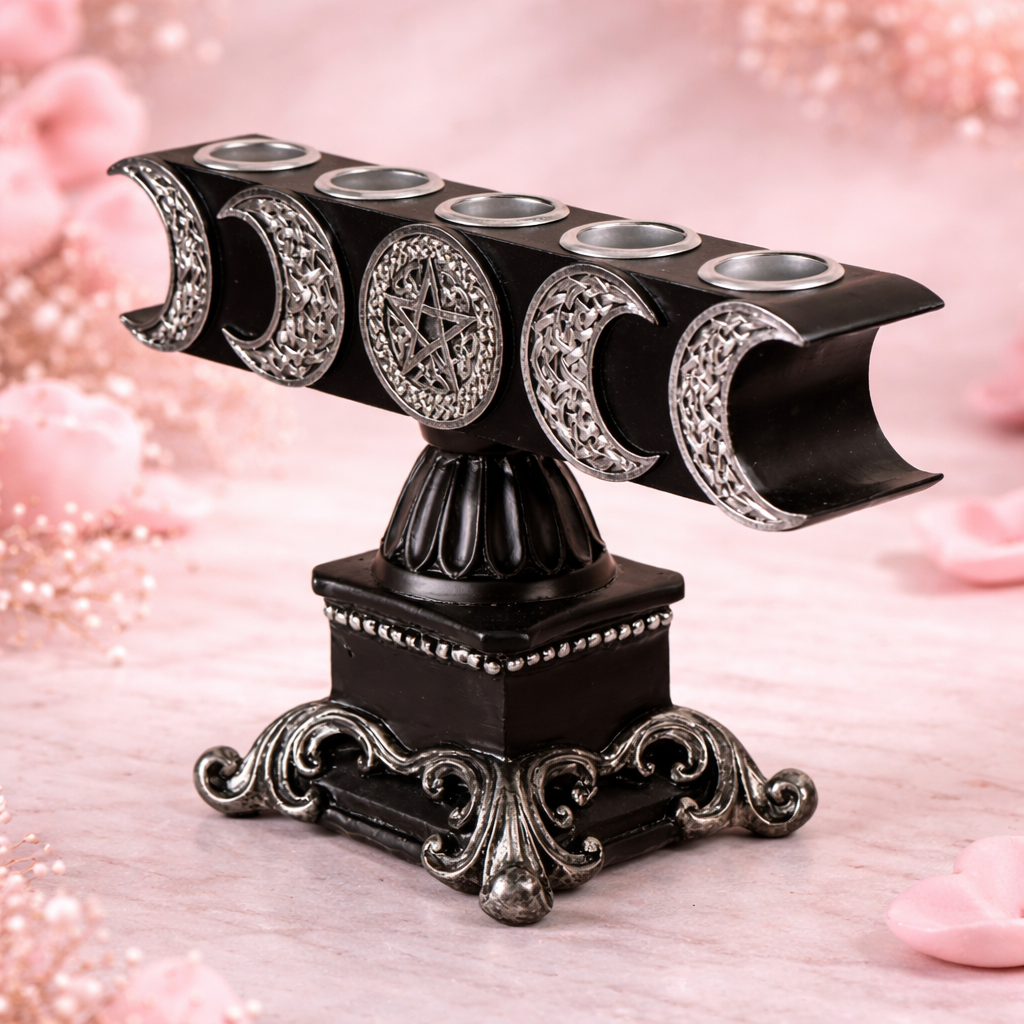 Bougeoir Triple lune - Pentagramme (23,5x9,8x15,5 cm)