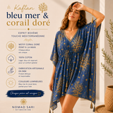 Kaftan - Bleu mer & corail doré