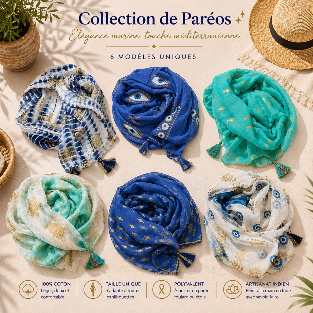 Paréos peints à la main