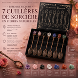 Set de 7 cuillères de sorcière en cristal et pierre précieuse - Bronze