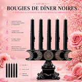 Bougies de dîner noires ou rouges - Lot de 5