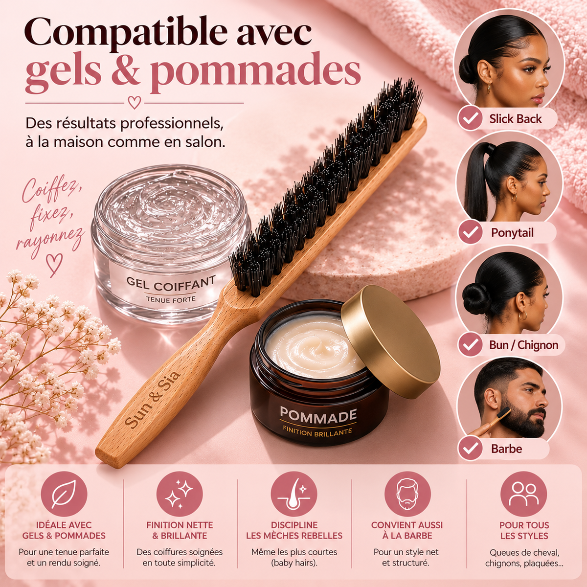 Brosse Edge - Brosse de précision cheveux & barbe