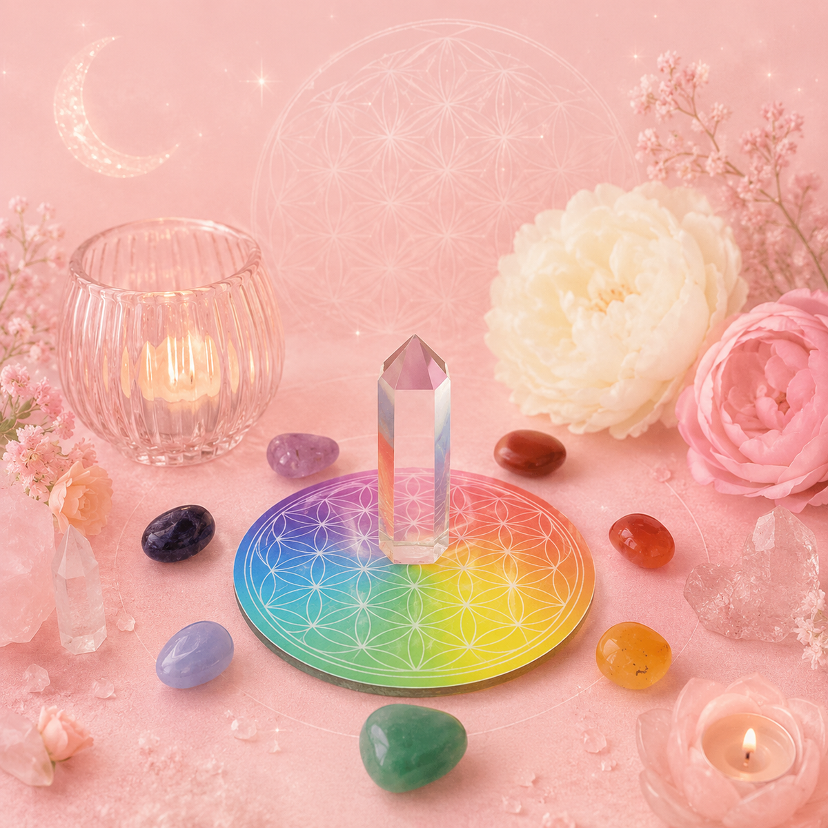 Disque Harmonisant Fleur de Vie Lumineux – 9 cm