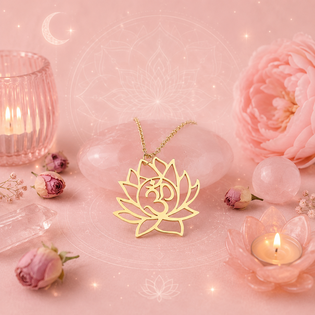 Pendentif Fleur de Lotus & Symbole Aum