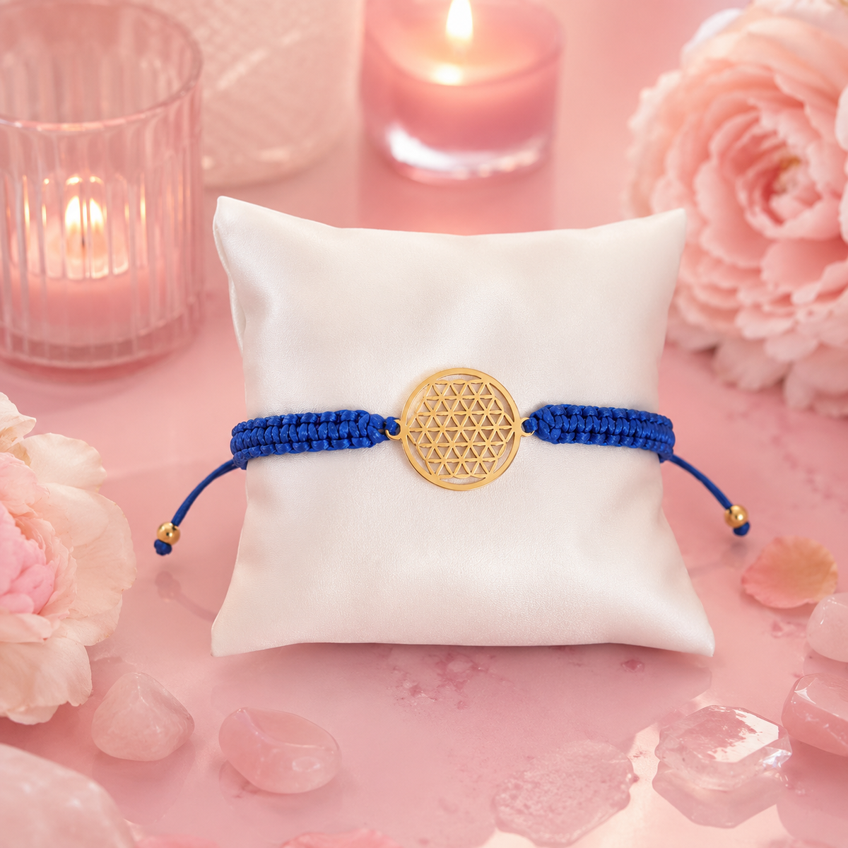 Bracelet Fleur de Vie macramé - Plaqué or 18K