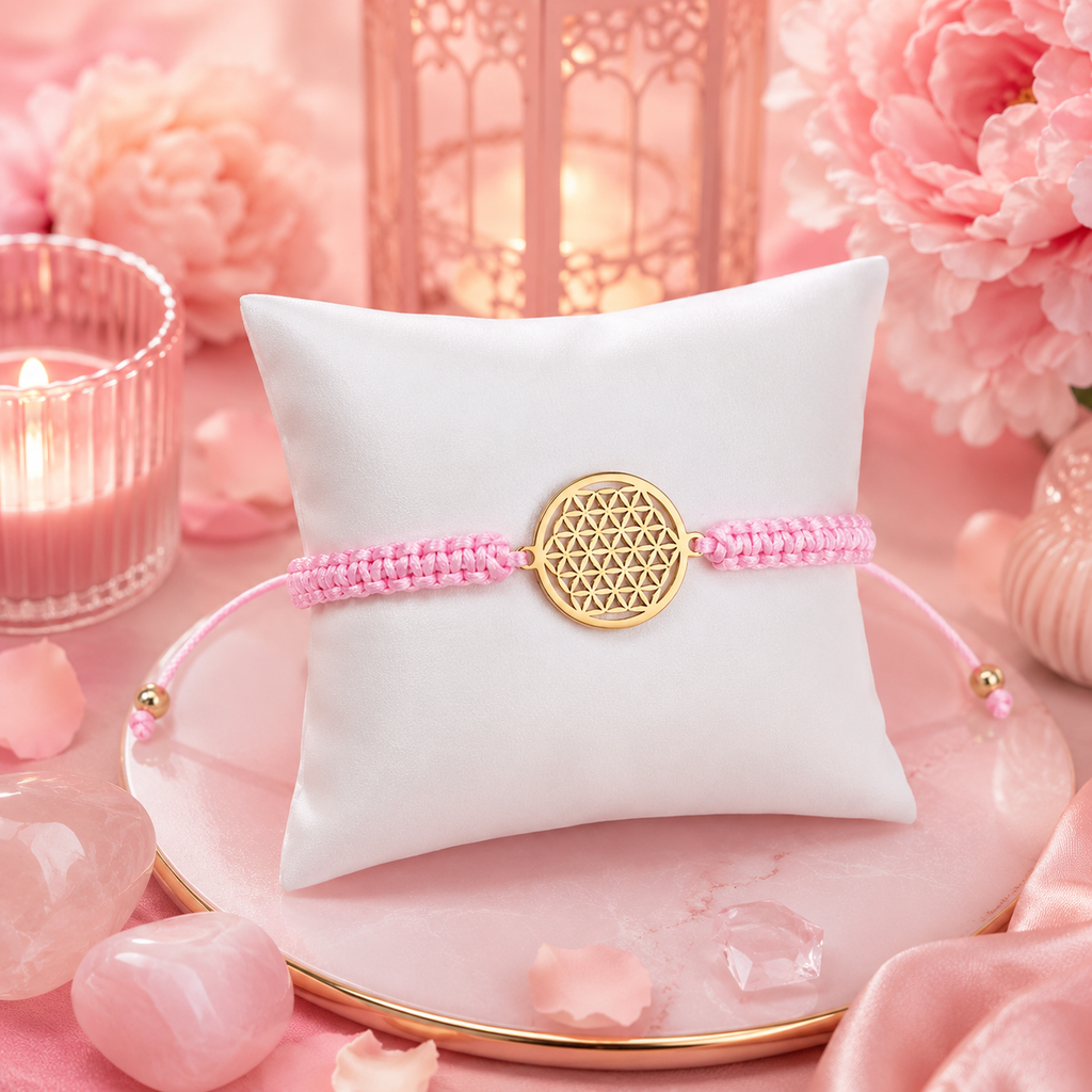 Bracelet Fleur de Vie macramé - Plaqué or 18K