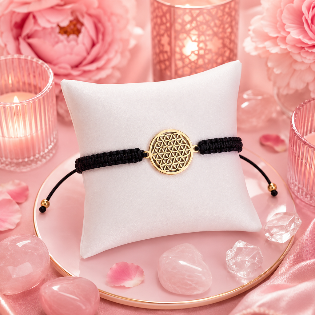 Bracelet Fleur de Vie macramé - Plaqué or 18K