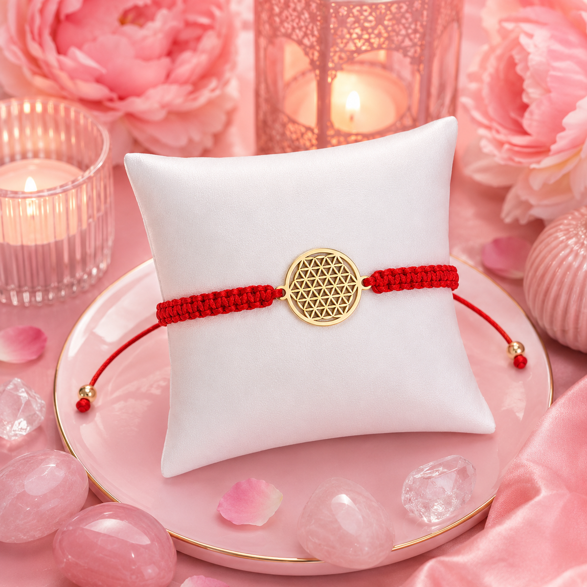 Bracelet Fleur de Vie macramé - Plaqué or 18K